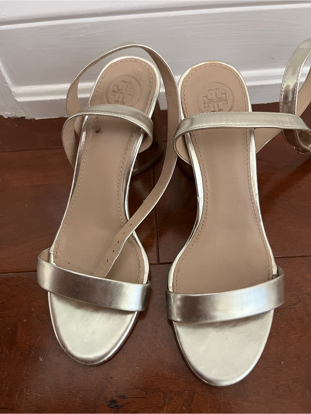 Tory Burch Metallic Gold Open-Toe Ankle-Strap Sandals